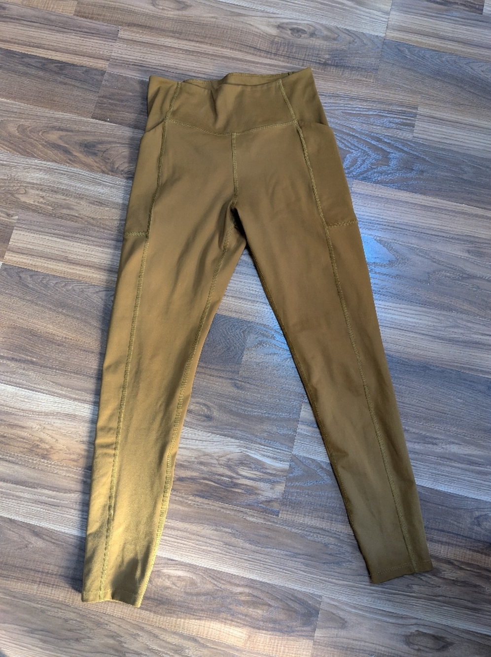 Girlfriend Collective High Rise Golden Brown Leggings With Pockets Size M